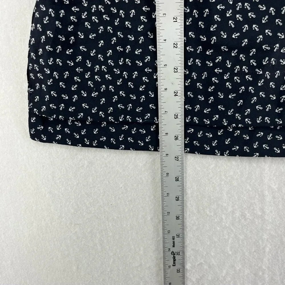 Ann Taylor Button-Up Shirt Women's Sz S Black Anchor Print Collared Side Slit - Picture 4 of 11
